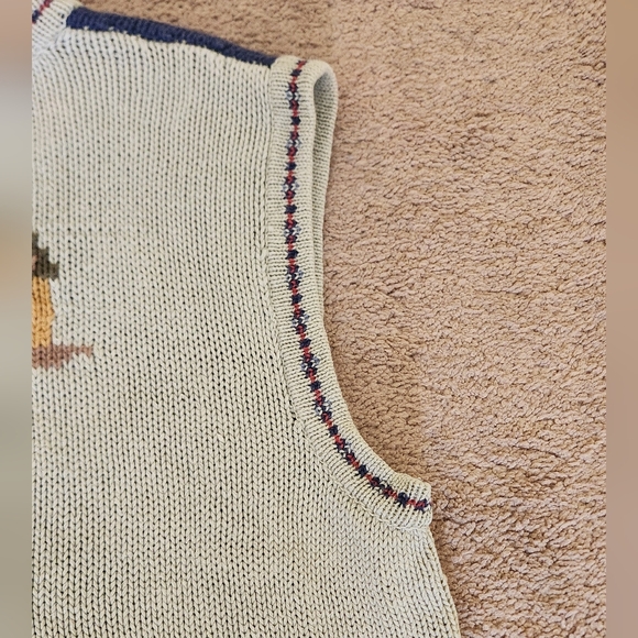 vtg Karen Scott sweater vest rabbits hearts kitschy cottage boho Birdhouse Med - Picture 5 of 7